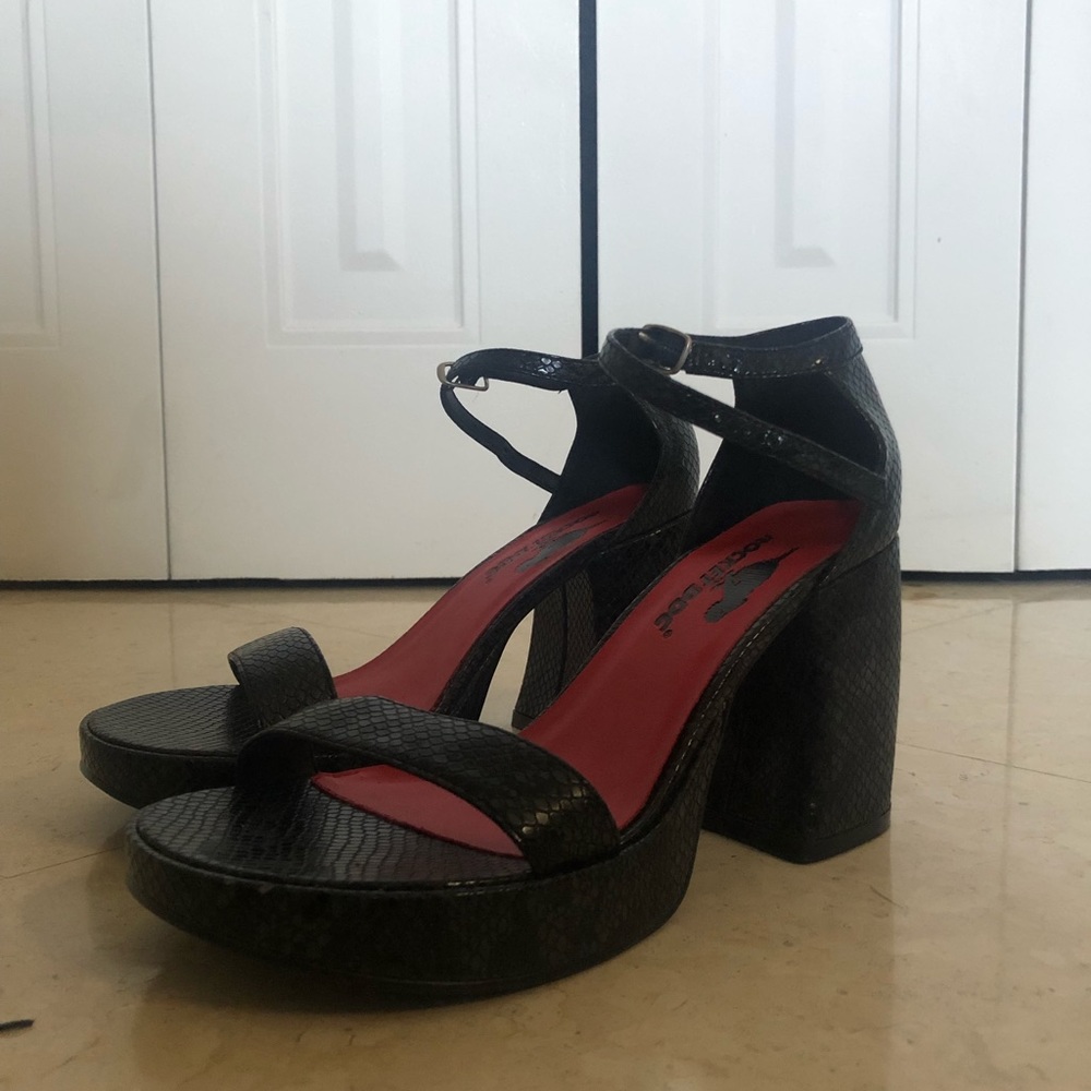 Black and Gray Platform Heels by Rocket Dog